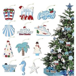 NWOT 12 Piece Beach/Coastal Tree Xmas Ornaments